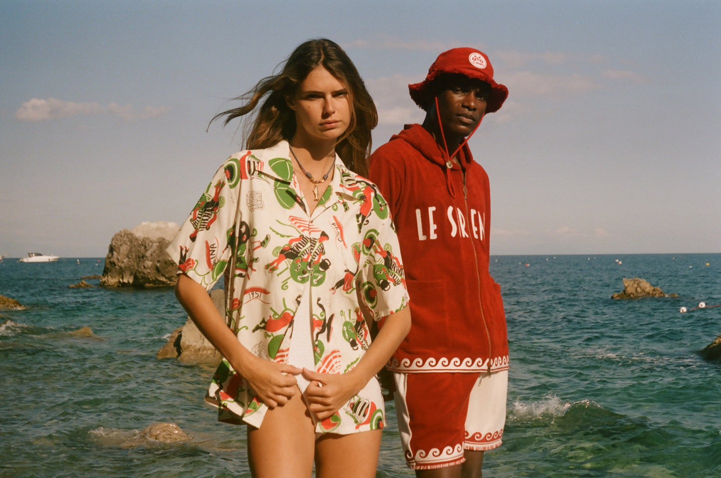 'Le Sirenuse' Late Checkout Cabana Shorts (Red)