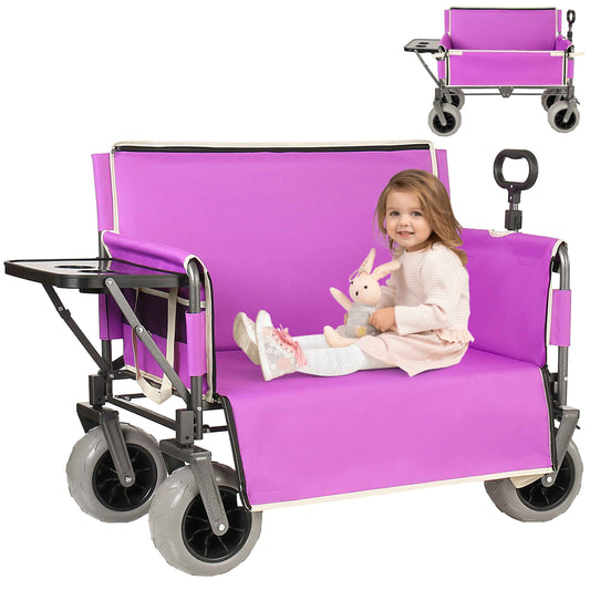3-in-1 Collapsible Wagon with Bench & Folding Tabletop — 500 lb, 180L