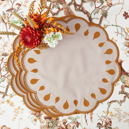 Taupe & Mustard Bettina Placemats (Set of 4)