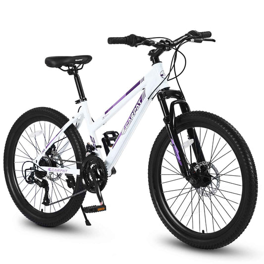 24" Girls & Women's Mountain Bike | Shimano 21-Speed, Dual Disc Brakes & 100mm Suspension
