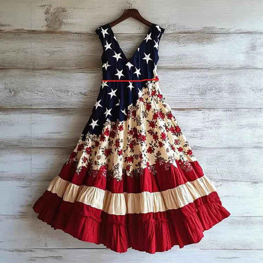 Women's Artistic Retro Sleeveless Hooded Maxi Dress – Boho Festival Dress