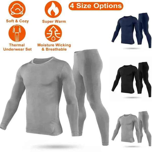 Men's Thermal Underwear Set – Long Johns Top & Bottom, 3 Colors, L–XXL