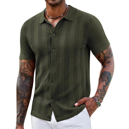 Men's Striped Hollow-Knit Slim Fit Sweater