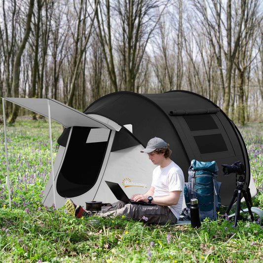 2–3 Person Pop-Up Tent with Porch – 3000mm Waterproof, Mesh Windows, Welded Floor & Carry Bag