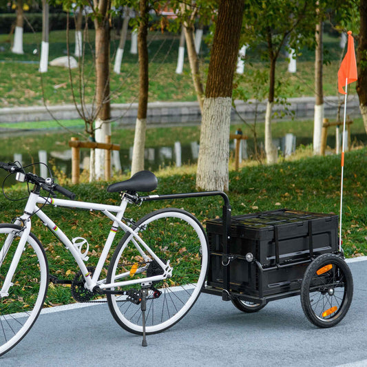 Bike Cargo Trailer with Removable Storage Box | 88 lb Capacity, Foldable with Flag & Reflectors