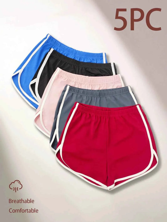 Women's High-Waist Drawstring Lounge Shorts – 5-Pack