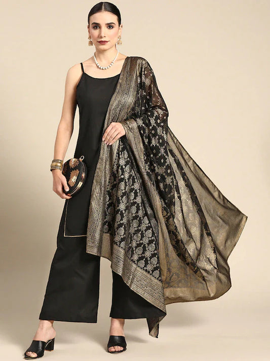 Black Poly Georgette Kurta set
