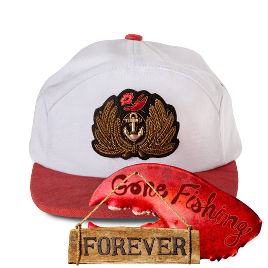 'Claws N' Roses' 7-Panel Souvenir Cap (White / Red)