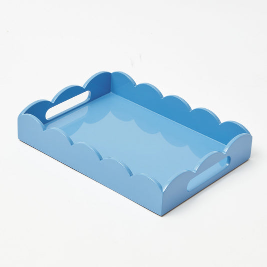 Blue Small Scalloped Lacquer Tray