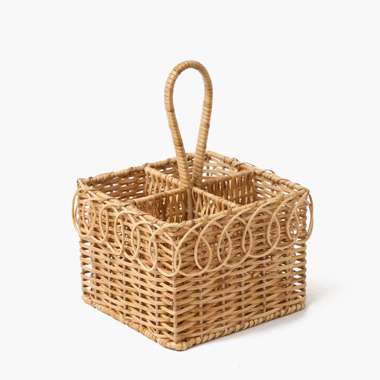 Braided Rattan Cutlery Basket