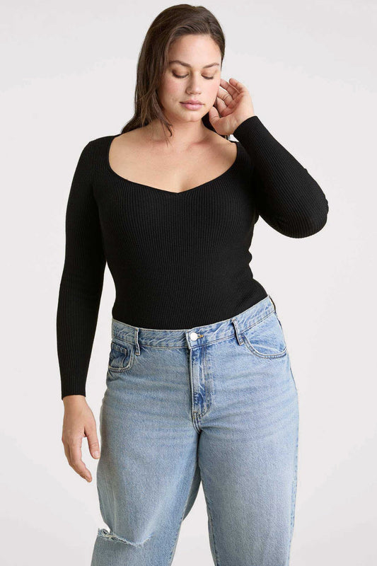 Sweetheart Sweater Bodysuit | Black