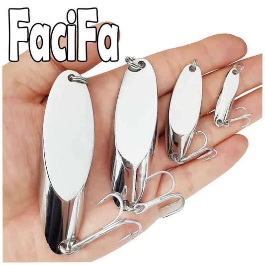1pc Metal Spoon Fishing Lure 3g 7g 10g 14g 18g 20g 28g 40g 52g 63g 83g 100g Treble hook Silver Bass Lure Bait
