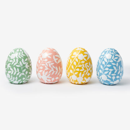 Large Pink Floral Tole Egg