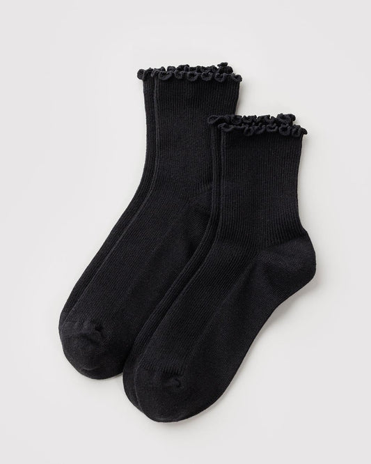 Lettuce Edge Sock Set Of 2 - Black