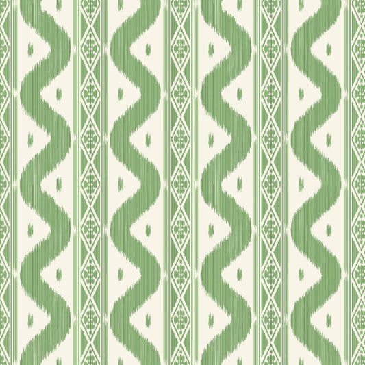 Green Ikat Stripe Wallpaper