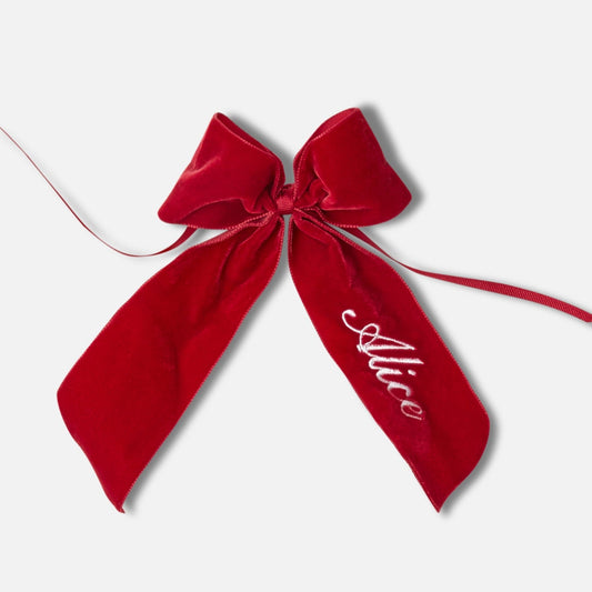 Berry Red Personalisable Velvet Bow