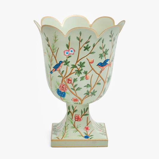 Green Chinoiserie Small Tole Urn Vase