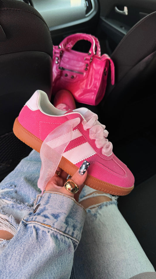 Around Town Lace Up Sneakers - Pink