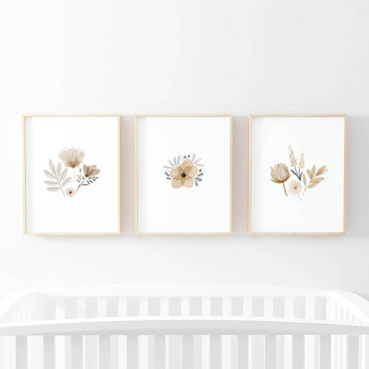 Navie's Neutral Floral Bundled Digital Nursery Wall Art