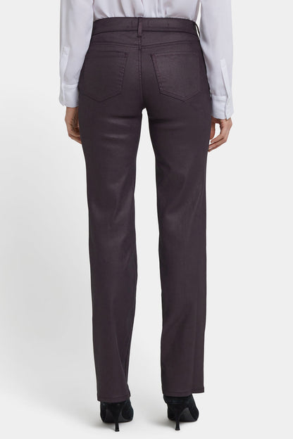 Coated Marilyn Straight Jeans In Petite - Fig Coated