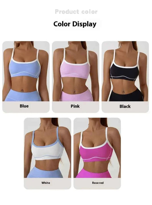 Women's Shock-Absorbing Sports Bra – Color Block Full Cup Breathable Gym & Yoga Tube Top