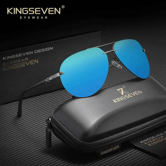KINGSEVEN Brand Pilot Rimless Sunglasses Polarized UV400 Men Women Glasses Driving Eyewear