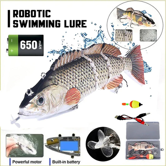 USB Rechargeable Electric Swimbait Lure – 4-Segment Auto Swimming, 13cm, 7 Colors