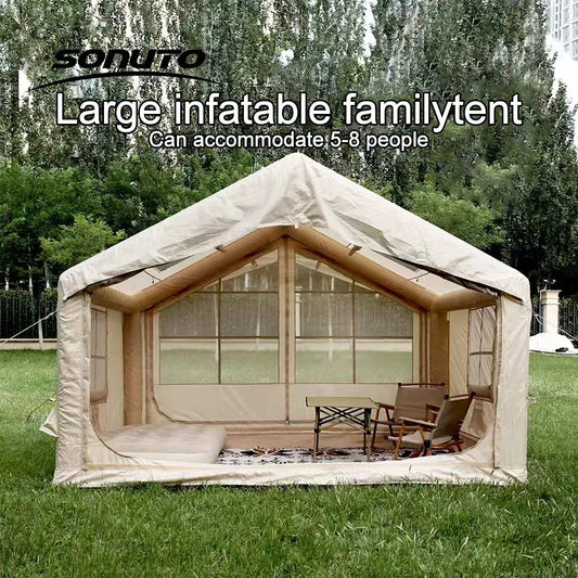 7.5㎡ Quick Setup Large Inflatable Tent with Pump Windproof 420D Oxford Fabric Instant Air Tent for Camping Beach Party Garden