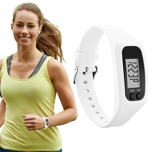 LED Pedometer Fitness Bracelet – Step Counter, Calorie Tracker, 12/24H Clock, 3 Colors