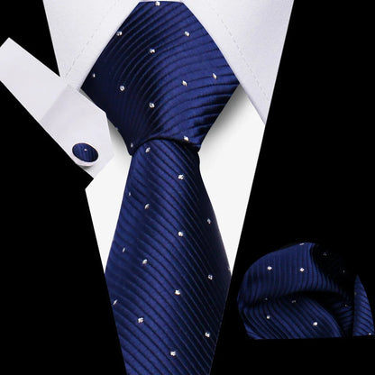 Elegant Ties For Men Gift Fashion Men Tie Set Striped Luxury Necktie Handchief Cufflinks 3 Pcs Business Wedding Suit Accessories