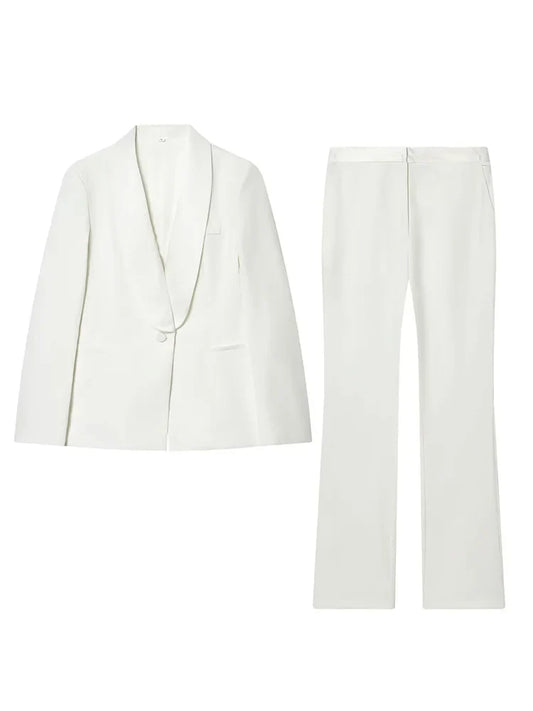 HH 2026 Women New Fashion Solid 2-Piece Set Single Button Long Sleeve Blazer Jacket+High Waist Zipper Pockets Solid Long Pants