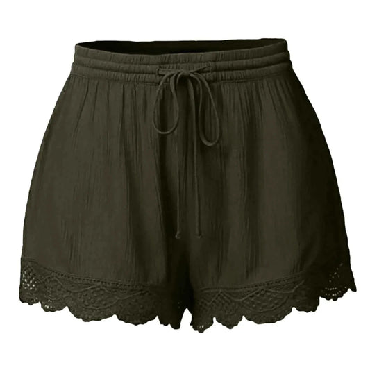 Women Lace Up Shorts Summer Casual Elastic Waist Wide Leg Sweat Fitness Running Short 2024 High Quality Thick Fabric Mini Shorts