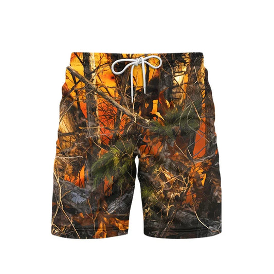 Men's Camo Tree Print Beach Shorts – Breathable Casual Outdoor Shorts 2025