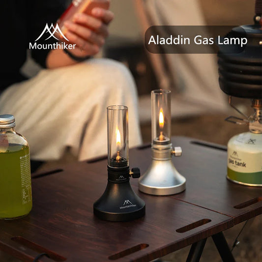 Retro Glass Gas Lantern – Outdoor Atmosphere Camping Light, Silver or Black