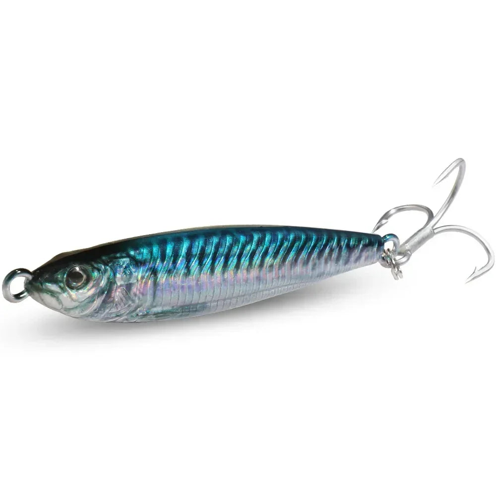 Metal Jig Bait 20g 30g 40g Spinner Sinking 3D Eye Color Laser Spinning Gear Luring Cast Fishing Tackle Blade Hook Pesca VIB Lure