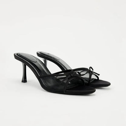 2024 Women Summer New Luxury Brand High Heel Sandals Versatile Simple Slim Heel Sandals Slippers