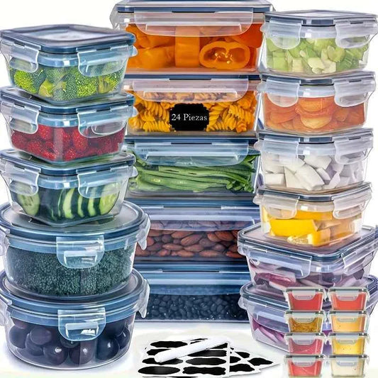 48-Piece BPA-Free Airtight Food Storage Set – 24 Containers & Lids with Labels