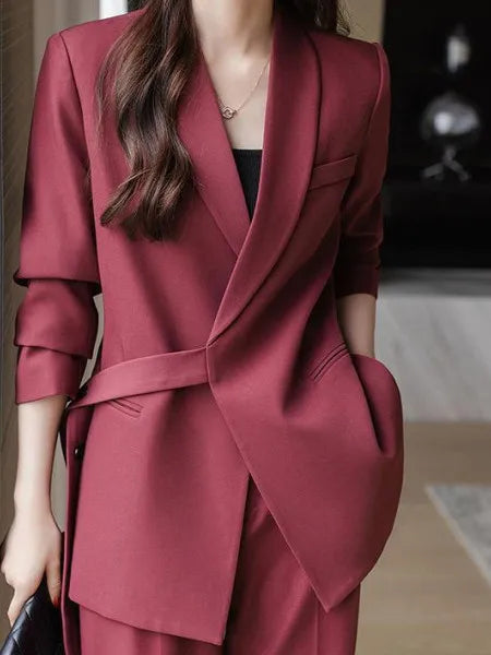 plus Size Wide Leg Pants Two Piece Set Big Brand Women's Spring Autumn New Sle Jaet And Pants Suit for Young Women 8-25