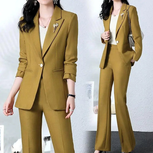 2025 Spring and Autumn New Fashion Blazer Coat Trousers Two Piece Women's Elegant Casual Suit Jacket Pants Set Female Clothing