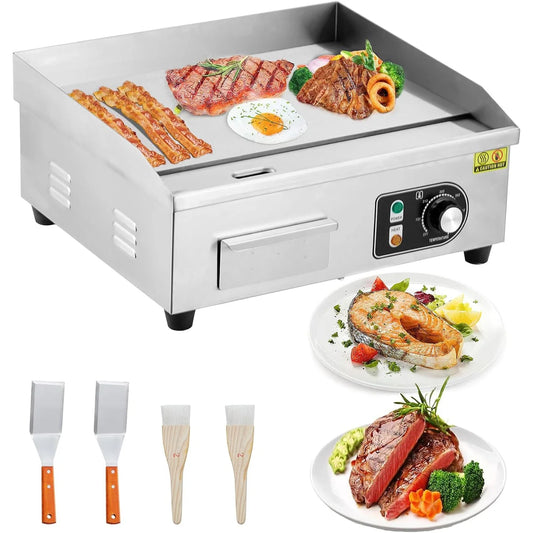 Electric Griddle – Non-Stick Grill Plate, 122–572°F, 3 Sizes (14.1", 17.8", 21.2")