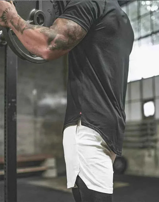 Men's Fashion Sports Shorts Four Seasons Running Sportswear Tight Double Layer 2-in-1 Sports Shorts