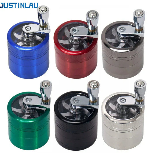4-Layer Herb & Spice Grinder – 40mm Zinc Alloy Manual Hand Crank Mill