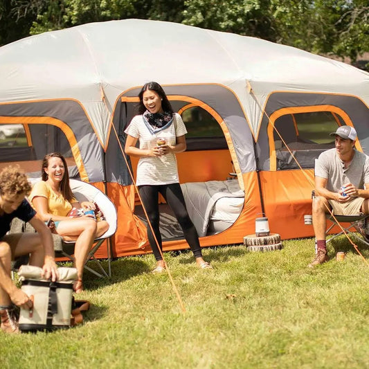 10-12 Person Multi-Room Cabin Tent – Family Camping Tent with Rainfly & Room Divider