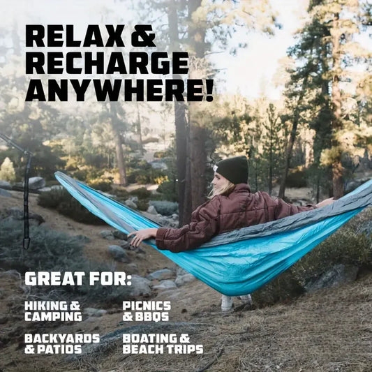 Camping Hammock with Tree Straps – Lightweight Nylon Hammock for Outdoor & Indoor Use
