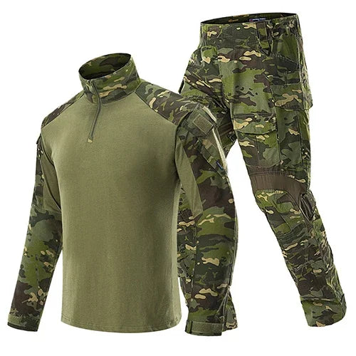 Camo Cargo Pants & Hiking Shirt Set – Cotton/Polyester, 4-Season, Sizes S–3XL