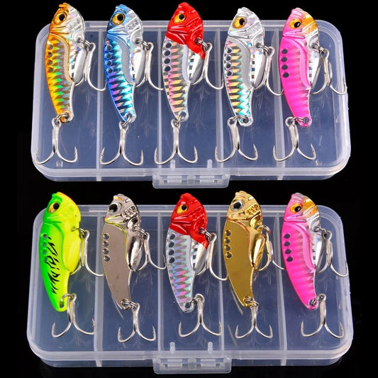 5pcs Metal VIB Fishing Lure Set – Vibration Spoon Hard Bait Crankbait Wobbler Swimbait Cicada 3/7/10/15/20g