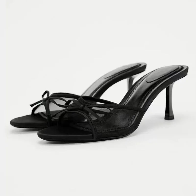 2024 Women Summer New Luxury Brand High Heel Sandals Versatile Simple Slim Heel Sandals Slippers