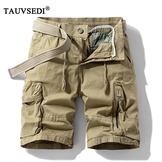 Men's Cotton Cargo Shorts – Multi-Pocket Beach & Outdoor Bermuda Shorts