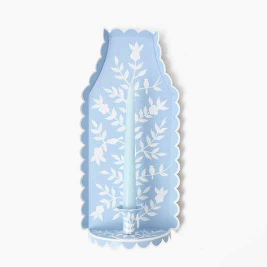 Blue Chinoiserie Tole Candle Sconce