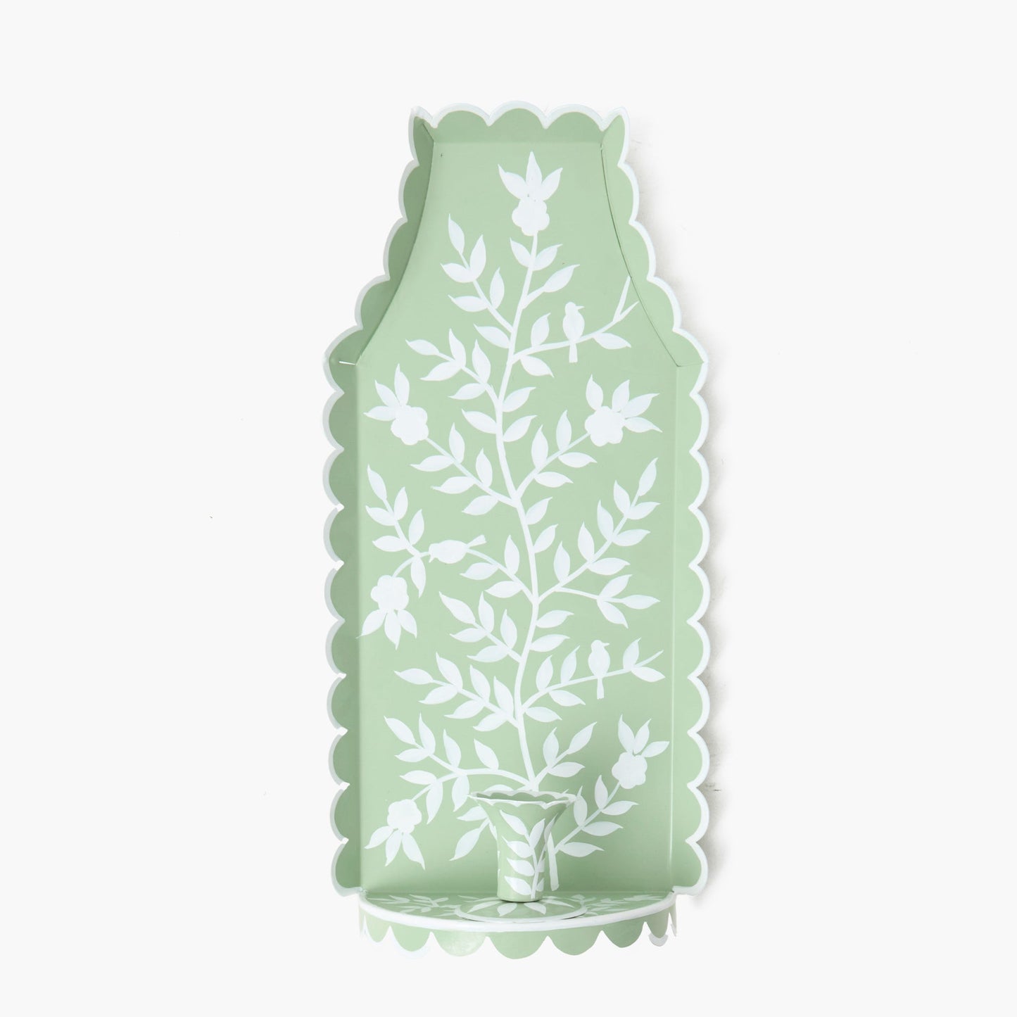 Green Chinoiserie Tole Candle Sconce